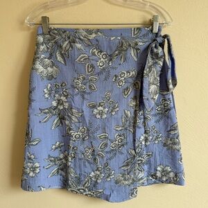 Ann Taylor Blue Mini Wrap Skirt